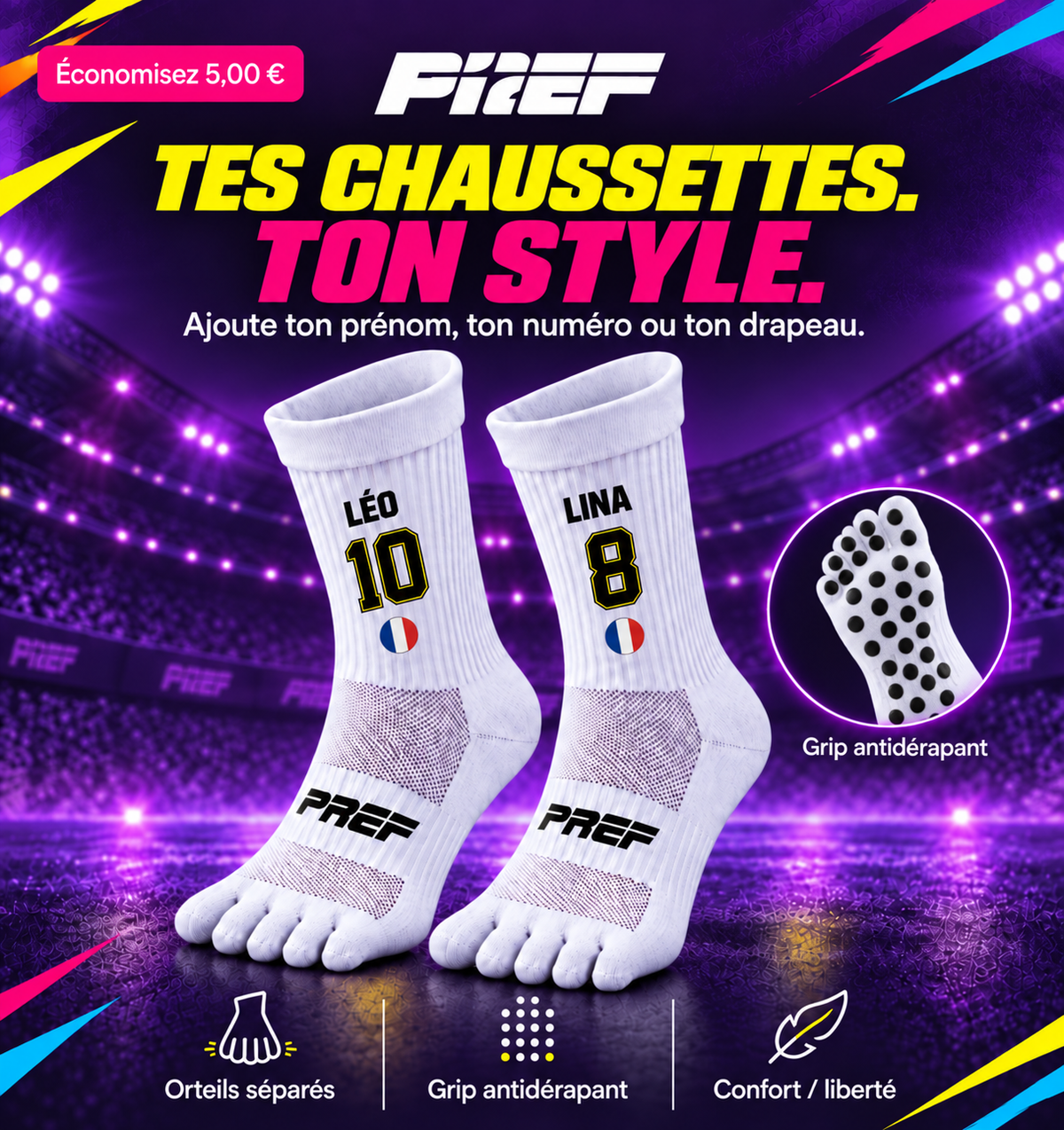 Chaussettes antidérapantes japonaises PREF